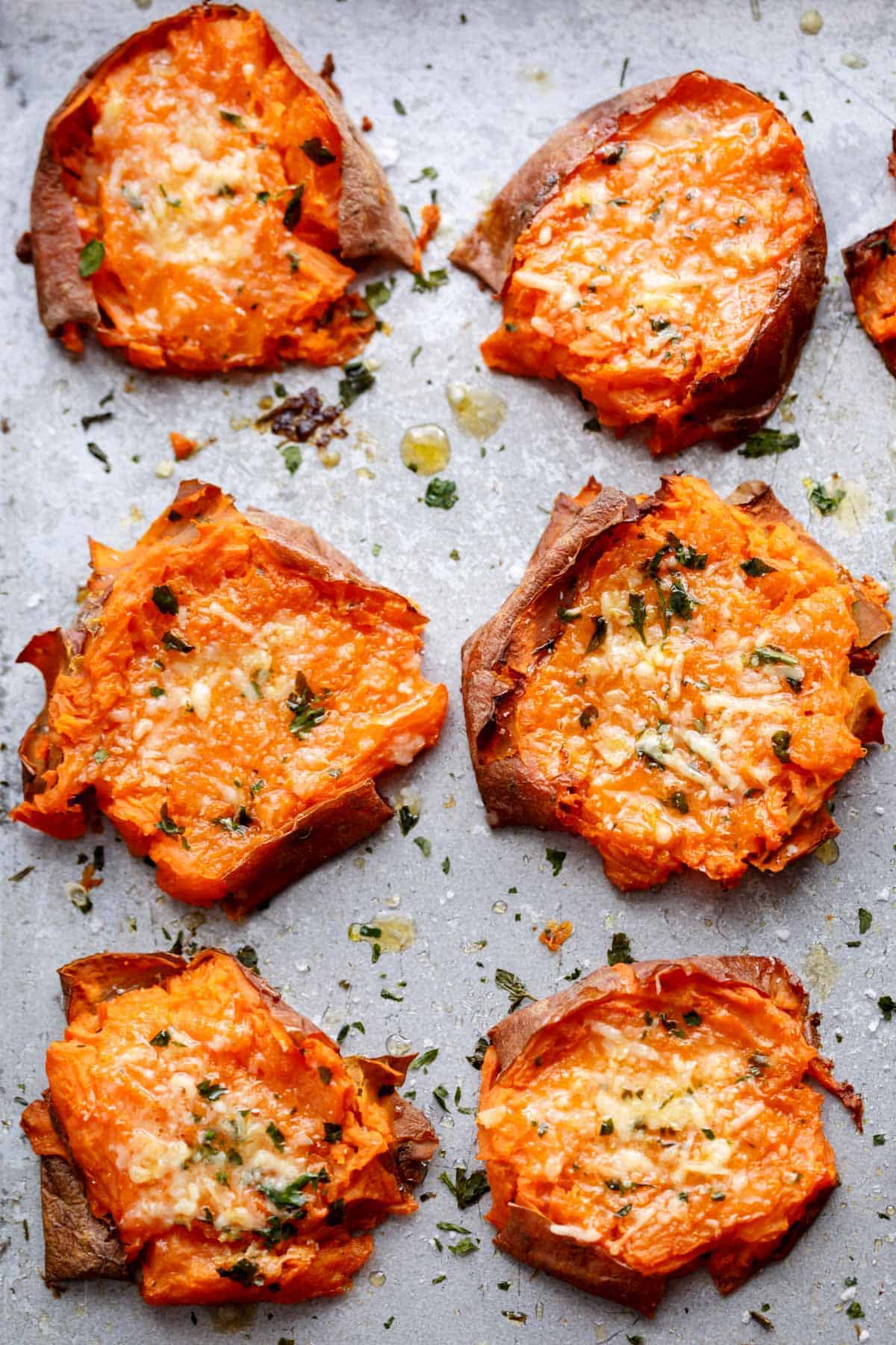How to Make Perfect Crispy Smashed Sweet Potatoes with Parmesan